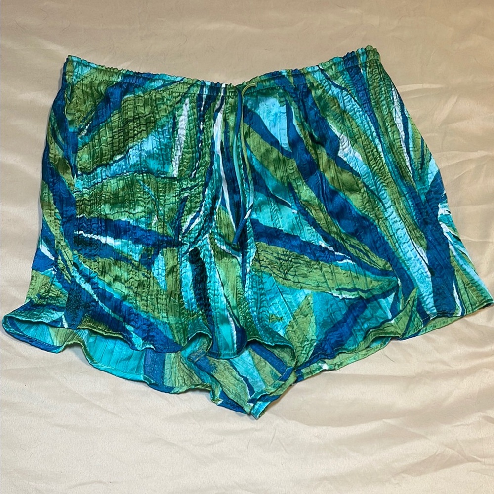 H&M High Waist Blue and Green Swim Shorts